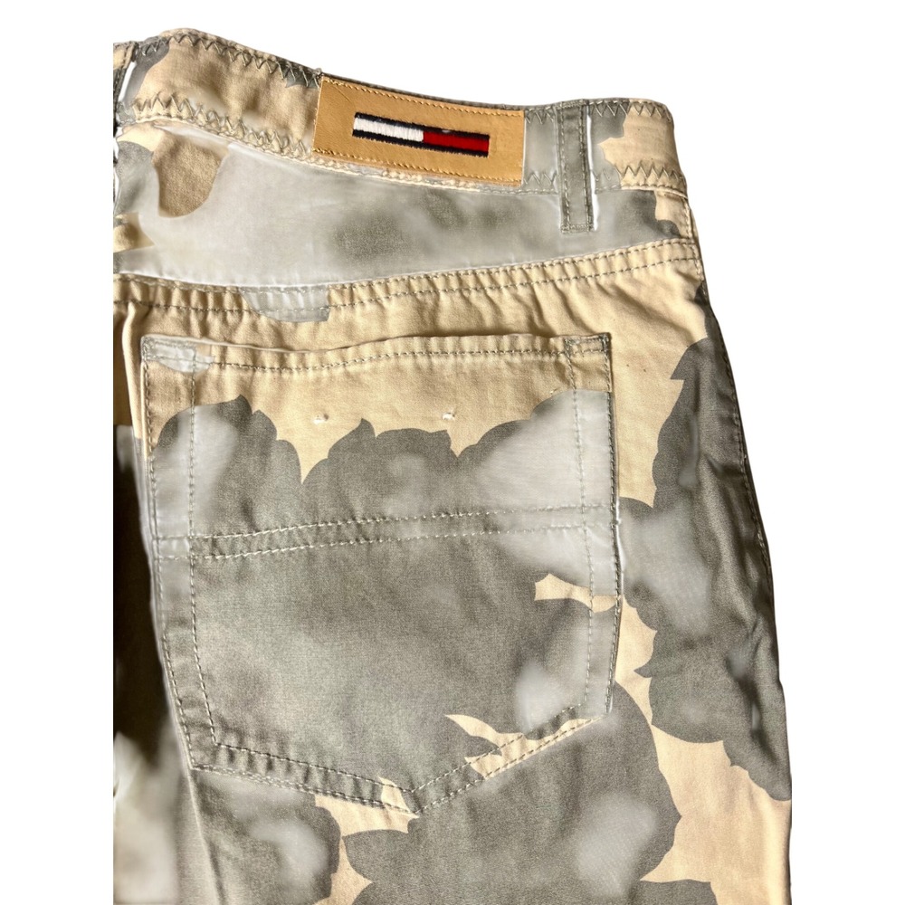 Tommy Hilfiger Jeans Womens 8 Floral Camo Print Straight Leg Cotton Pants Olive